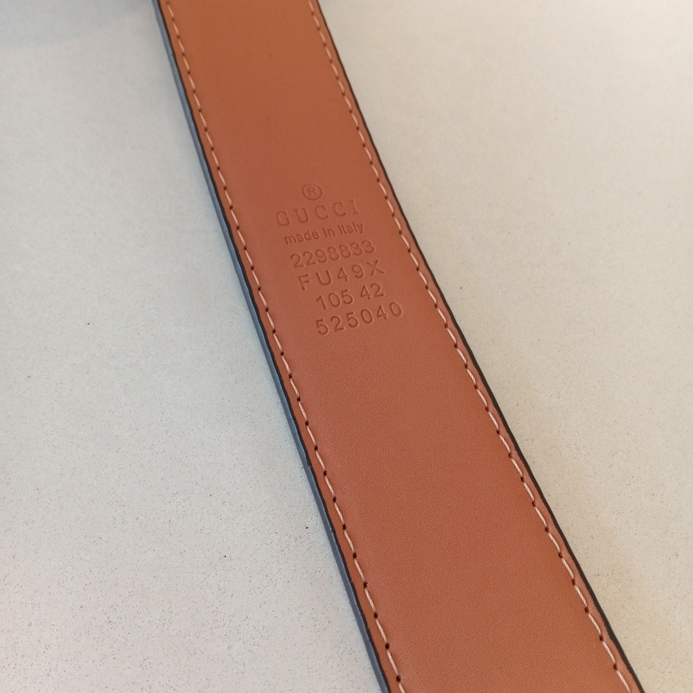 Gucci Monogram Maramont Gold Buckle Beige GG Belt - Picture 5 of 5